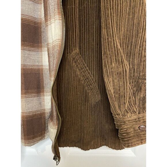 Brandon Thomas Cordoroy Jacket Zip Y2K VTG Cotton Flannel Lined 1X Leather Men's - Picture 4 of 10